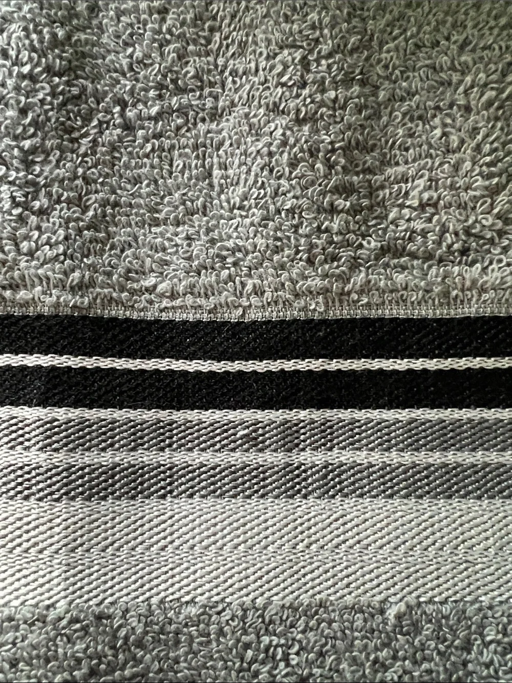 Ombre Stripe Bath Towel - Light Gray with Black Accents